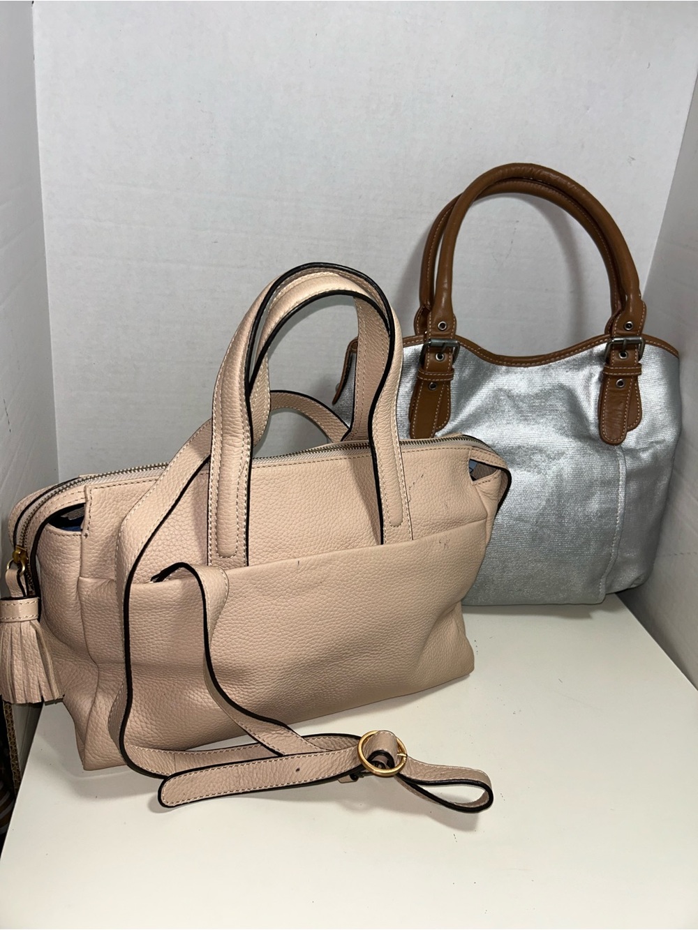 Boden Layla Midi & Silver Coated Canvas Leather Shoulder Bag Lot